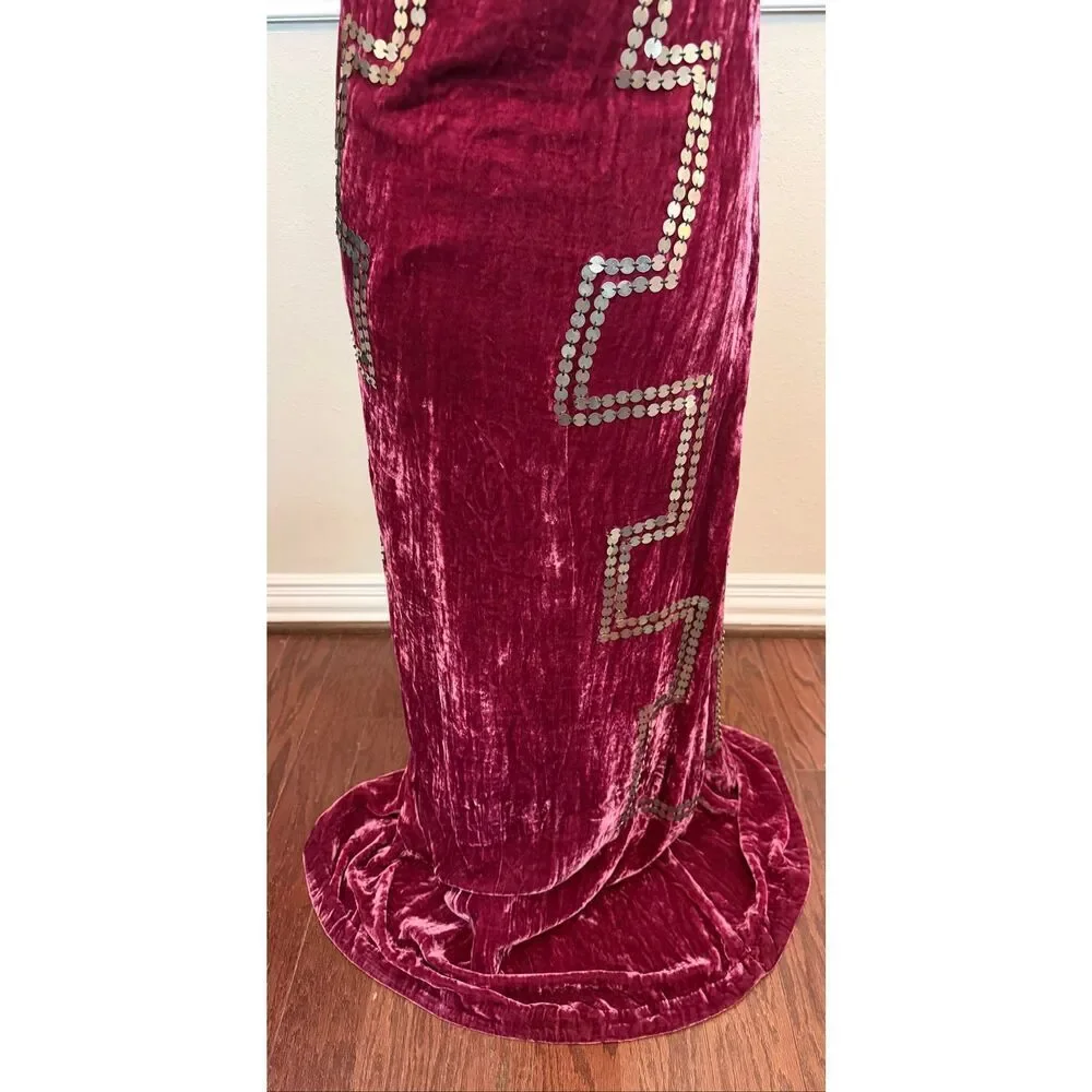 Alix of Bohemia Adele Plum Velvet Dress Size Small - Picture 11 of 16